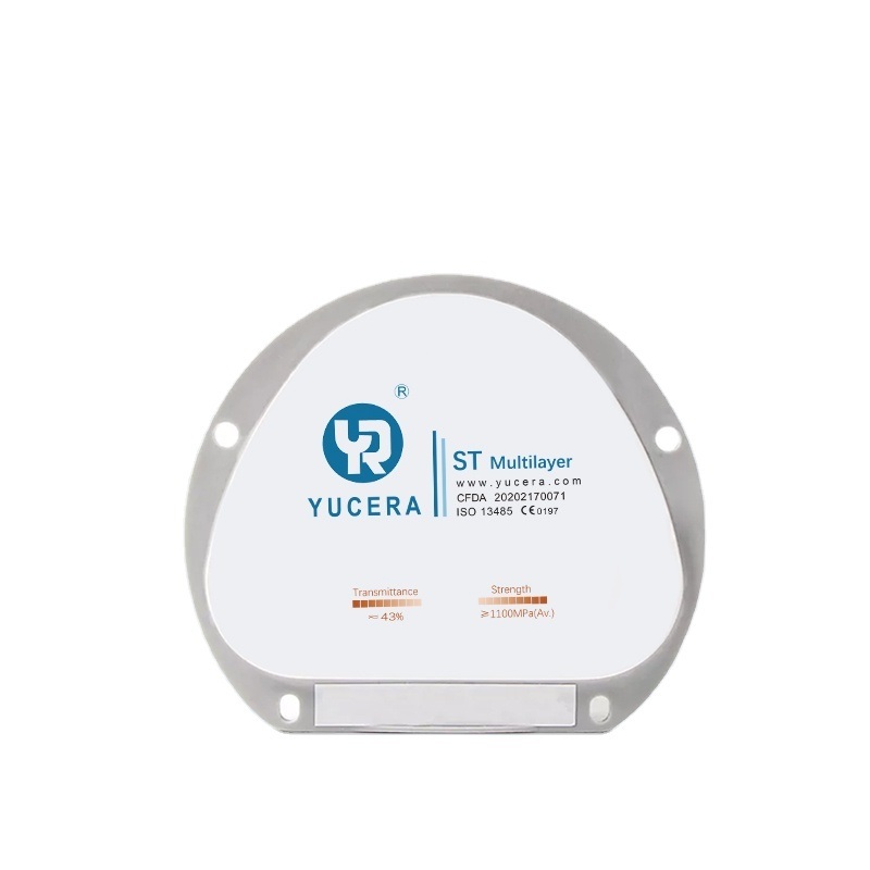 Bloc de zircone multicouche Yucera ST Multicouche CAD CAM Céramique Zircone Matériaux dentaires Équipements dentaires Disque de zircone
