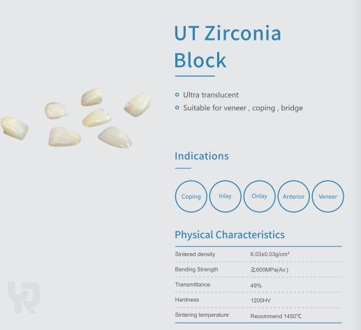 YUCERA Dental Zirconia Blocks 98mm  UT  for  Dental Veneers Teeth