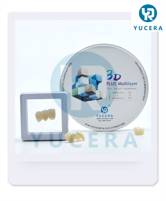 YUCERA  Hot Sell Dental Medical 3D Plus Zirconia Dental Zirconium Disk Manufacturer for Dental Lab Crown and Bridge