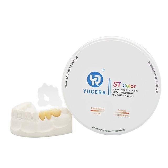Disque en zircone dentaire 98mm YUCERA ST (1200MPa/45-55% Trans.) | Exocad/ Prêt