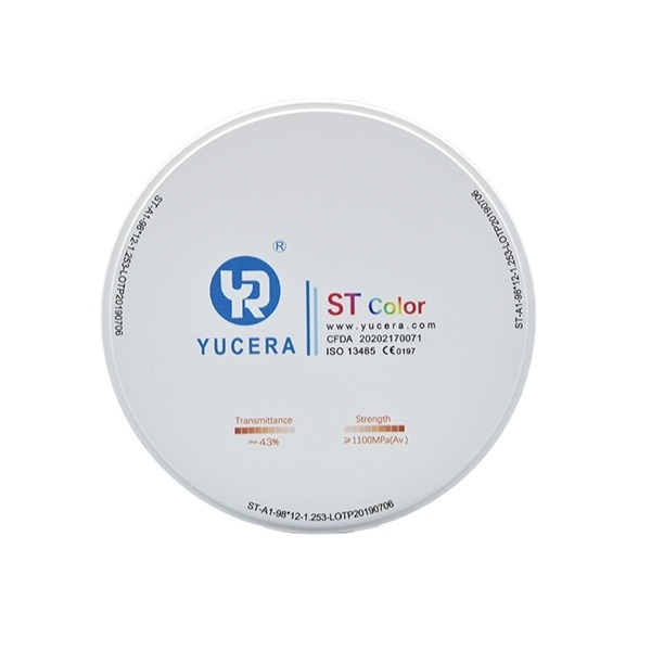 Disques de zircone dentaire couleur ST Yucera parfaitement assortis à nos blocs de haute qualité