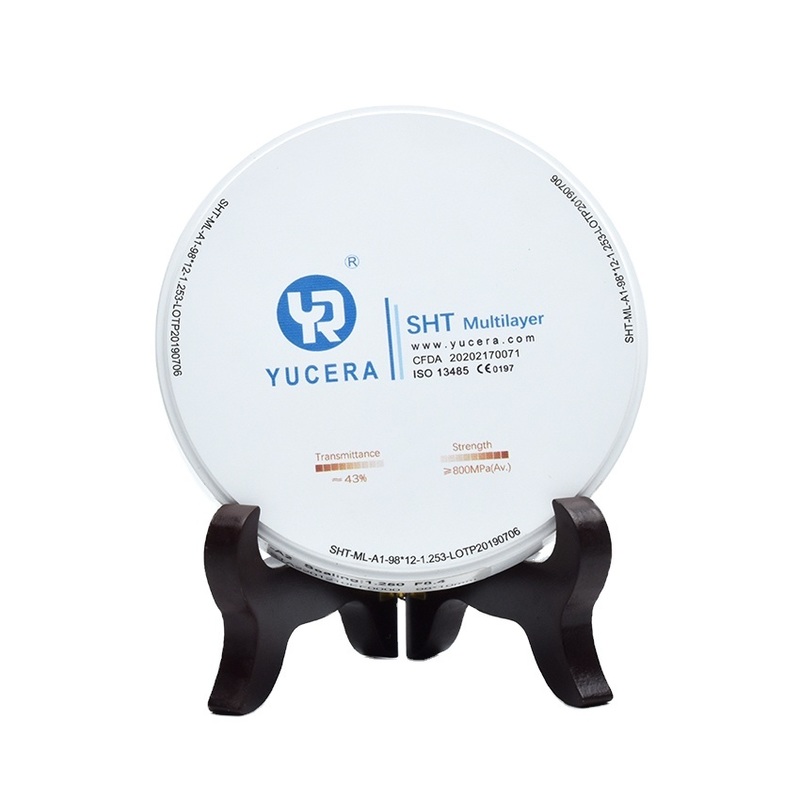 Disque en zircone dentaire 98mm YUCERA ST-Multicouche (1200MPa/45-55% Trans.) | Exocad/Prêt