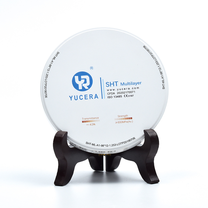 Disque en zircone dentaire 98mm YUCERA ST-Multicouche (1200MPa/45-55% Trans.) | Exocad/Prêt