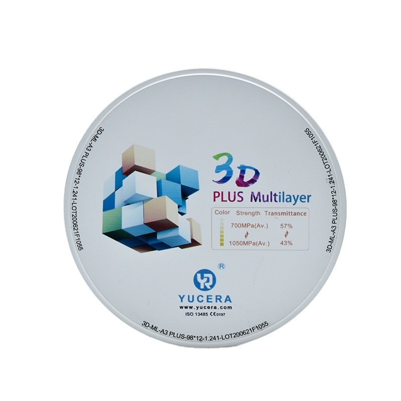 YUCERA 3D Multilayer Zirconia Disc  98mm for Lifelike Crowns & Veneers | 1050MPa Strength